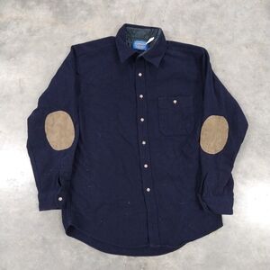 Pendleton Blue and Tan Casual Button Down Shirt with Elbow Patches